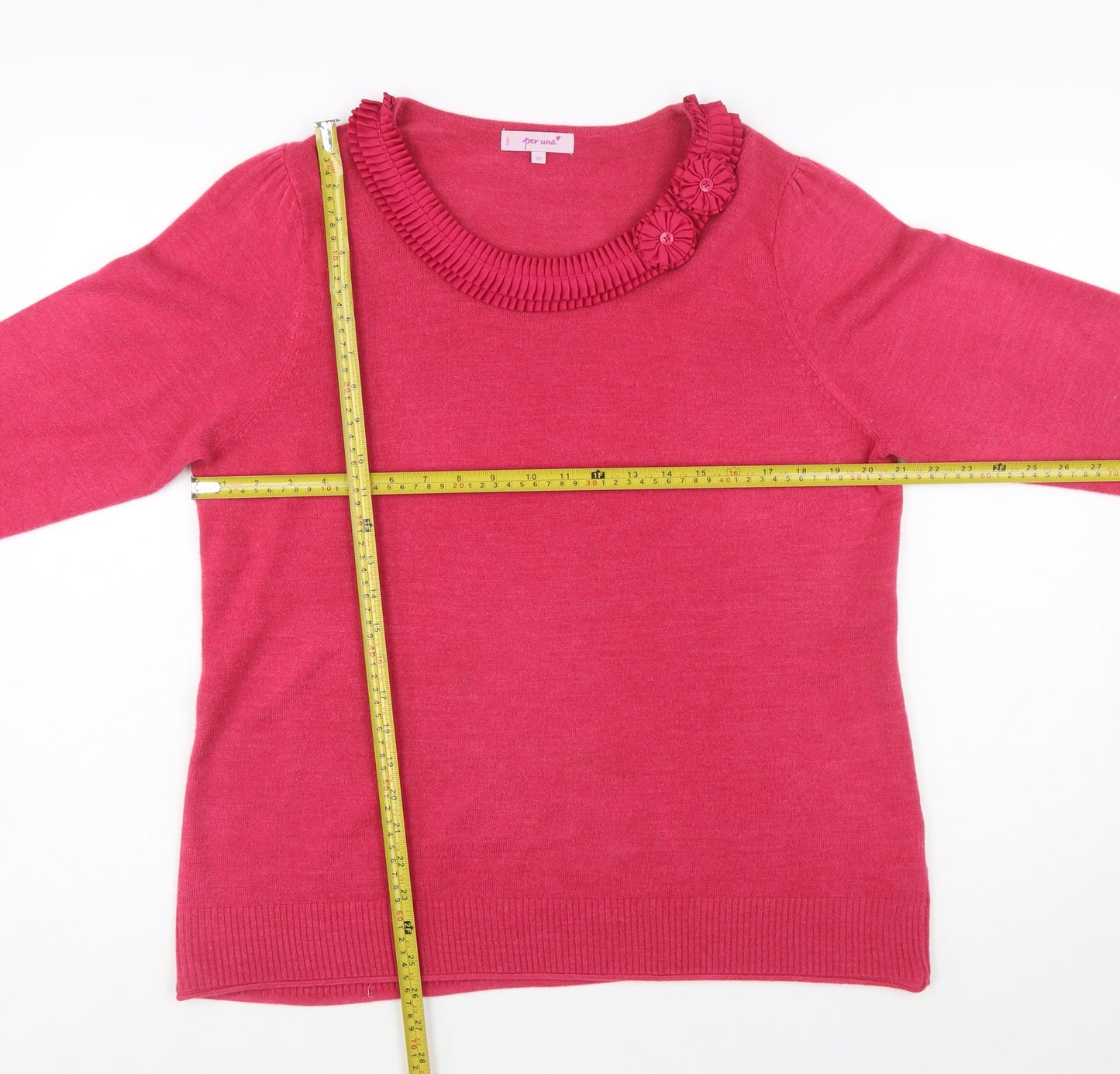 Marks and Spencer Per Una Women’s Pink 3/4 Sleeve Round Neck Jumper Size 20