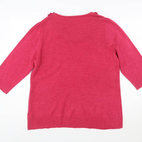 Marks and Spencer Per Una Women’s Pink 3/4 Sleeve Round Neck Jumper Size 20
