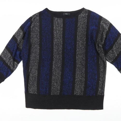 M&Co Women's Multicoloured Striped Jumper Size 12 Crew Neck Knit