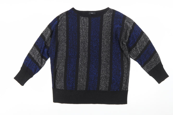 M&Co Women's Multicoloured Striped Jumper Size 12 Crew Neck Knit
