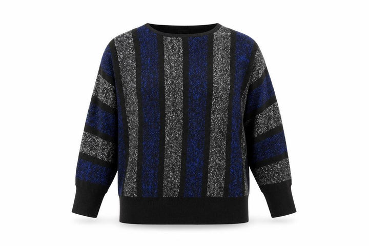M&Co Women's Multicoloured Striped Jumper Size 12 Crew Neck Knit