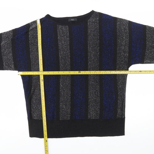 M&Co Women's Multicoloured Striped Jumper Size 12 Crew Neck Knit