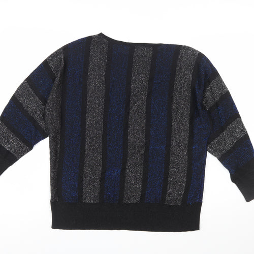 M&Co Women's Multicoloured Striped Jumper Size 12 Crew Neck Knit