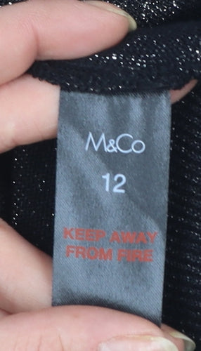 M&Co Women's Multicoloured Striped Jumper Size 12 Crew Neck Knit