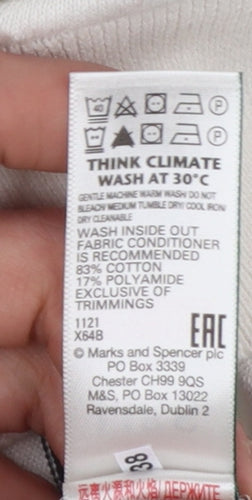 Marks and Spencer Women’s White Striped Henley Knit Jumper Size L