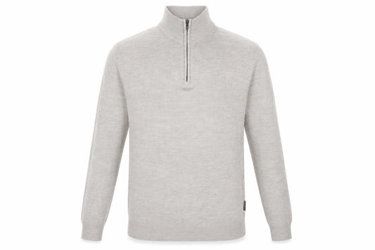 Front view of French Connection Men’s Grey XL 1/2 Zip High Neck Wool Jumper