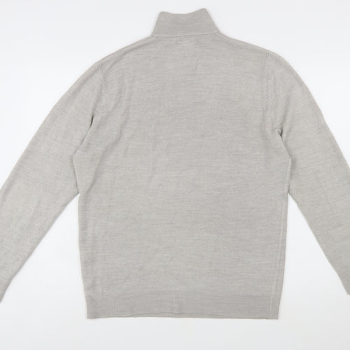 French Connection Men’s Grey XL 1/2 Zip High Neck Wool Jumper