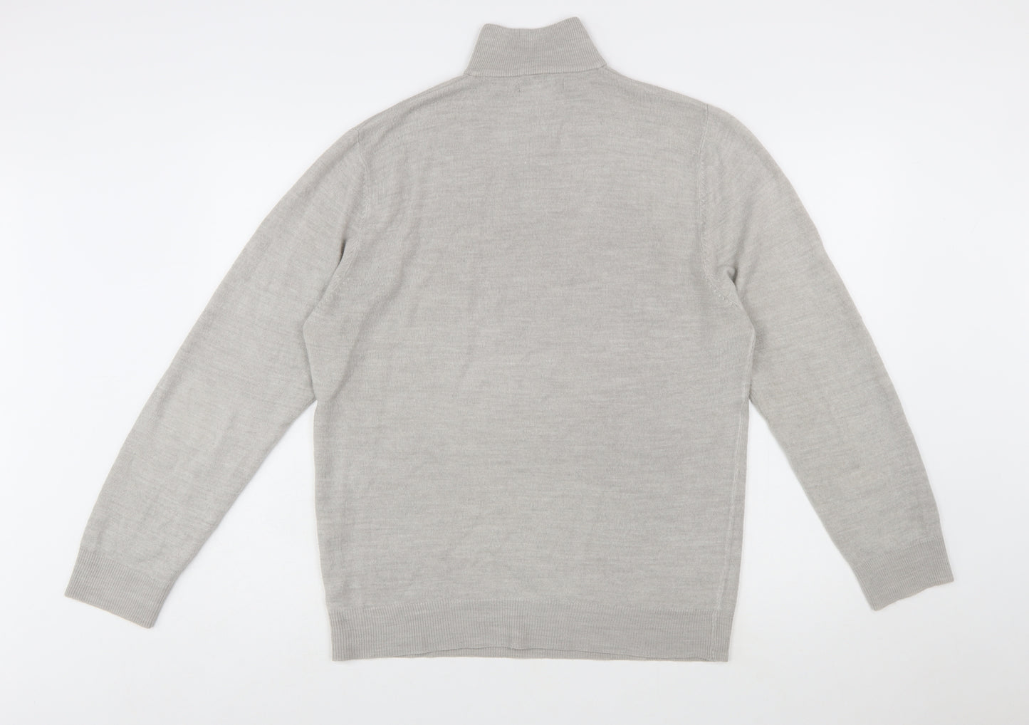 French Connection Men’s Grey XL 1/2 Zip High Neck Wool Jumper