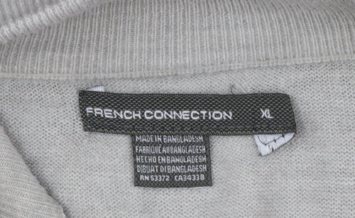 French Connection Men’s Grey XL 1/2 Zip High Neck Wool Jumper
