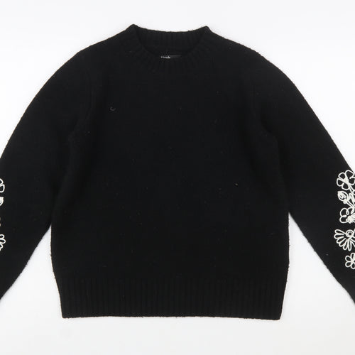 Friends Like These Womens Black Embroidered Wool Blend Jumper UK 10