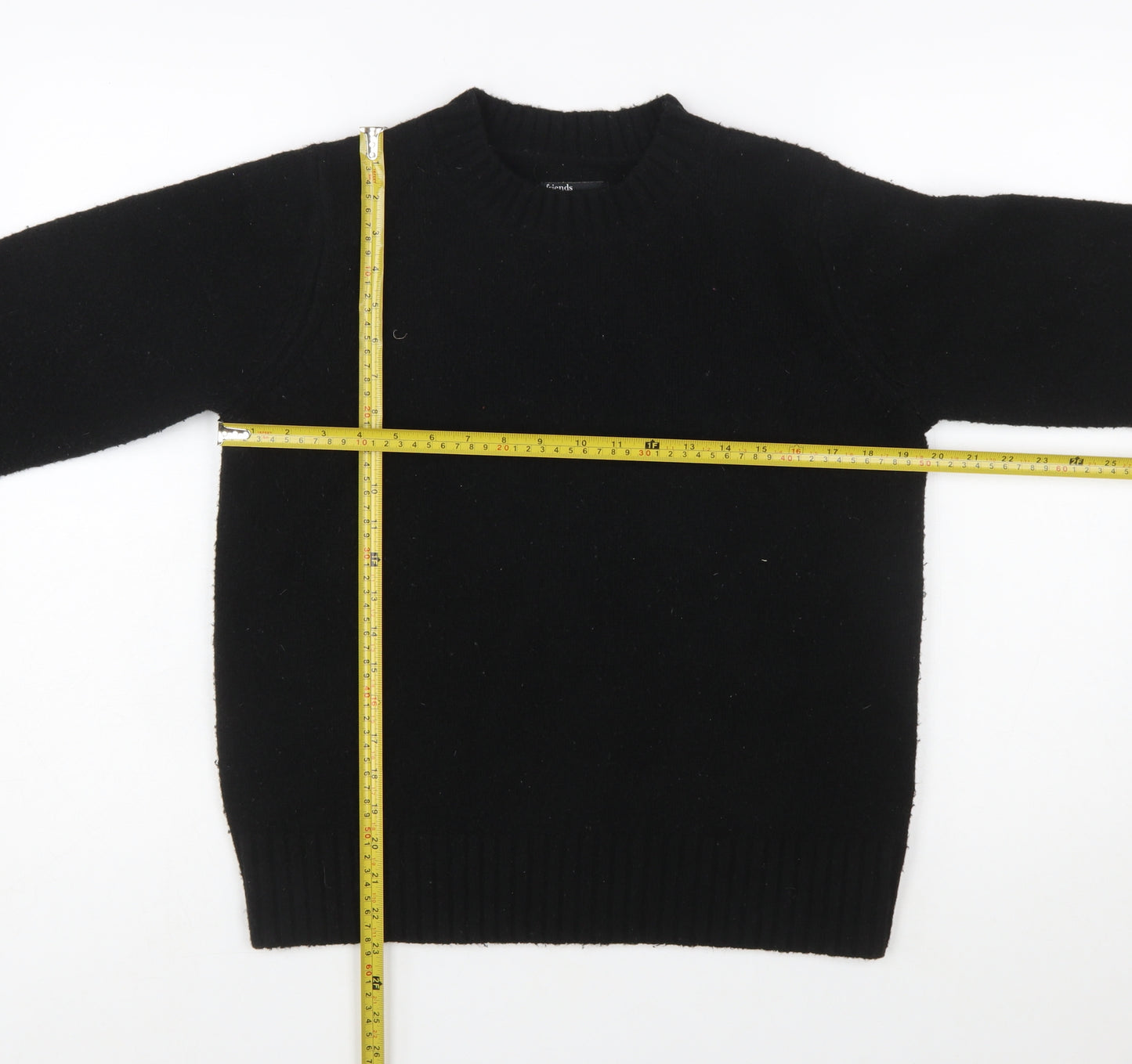 Friends Like These Womens Black Embroidered Wool Blend Jumper UK 10