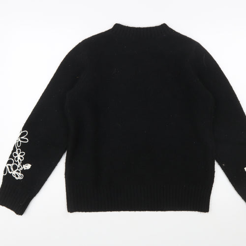 Friends Like These Womens Black Embroidered Wool Blend Jumper UK 10