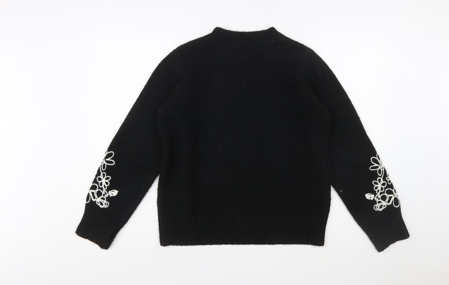 Friends Like These Womens Black Embroidered Wool Blend Jumper UK 10