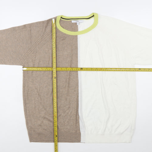 Next Women Beige & White Colour Block Pullover Jumper XL