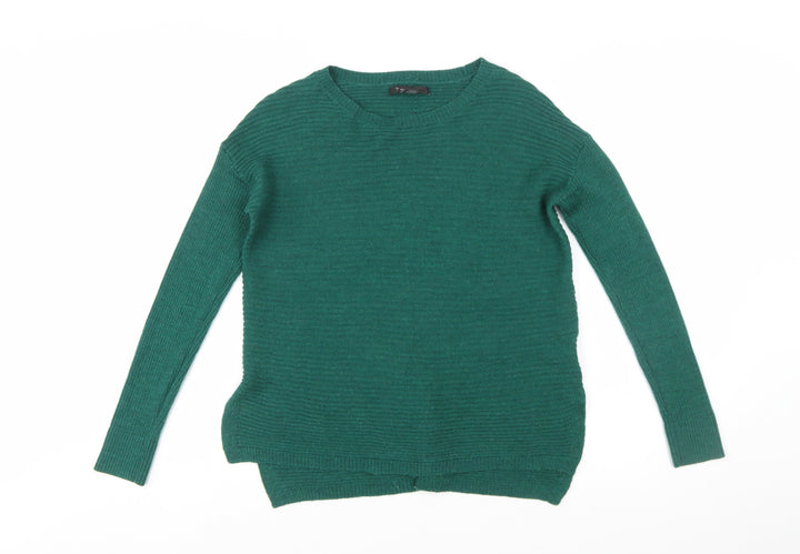Tahari Women's Green Merino Wool Acrylic Button Back Cardigan Size M
