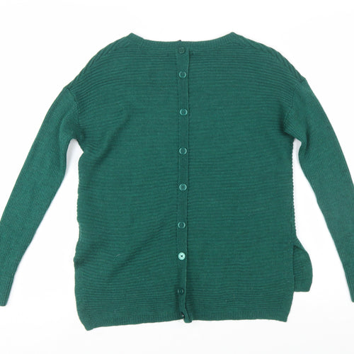Tahari Women's Green Merino Wool Acrylic Button Back Cardigan Size M