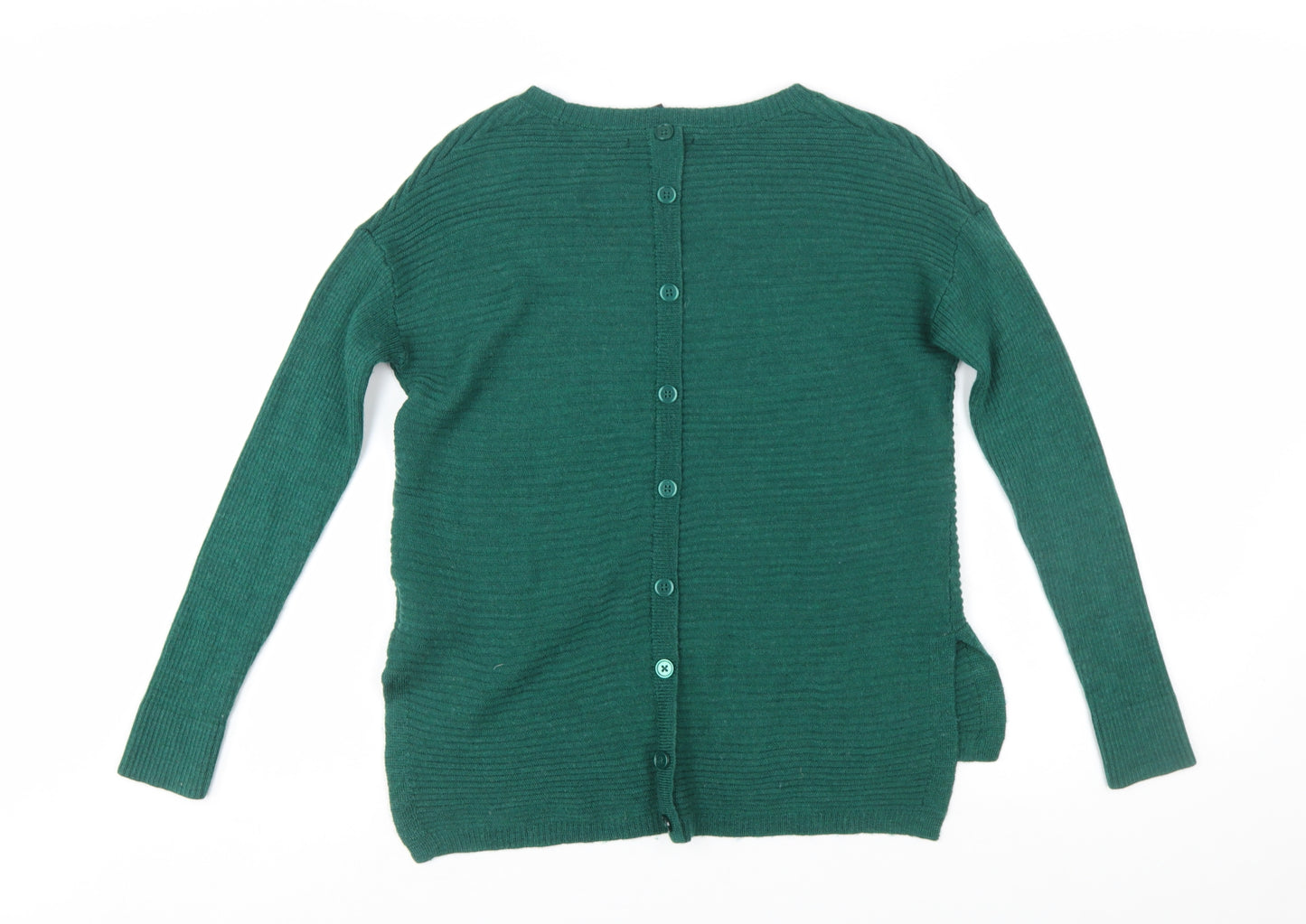 Tahari Women's Green Merino Wool Acrylic Button Back Cardigan Size M