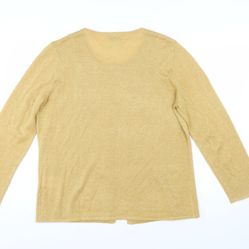 Damart Womens Gold Beaded V-Neck Cardigan Size L 18/20 Knitwear