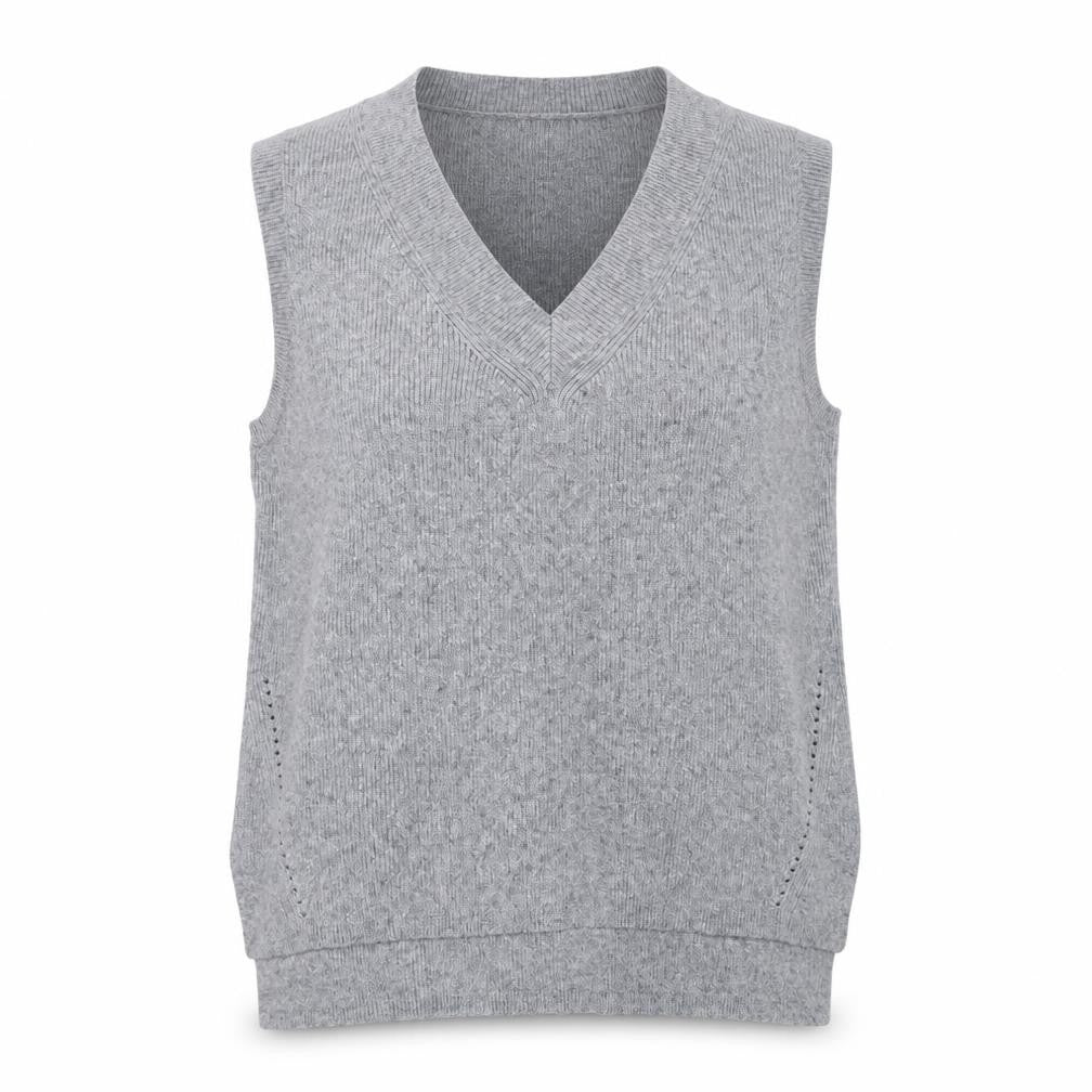 Vila Womens Grey V-Neck Knit Sleeveless Vest Jumper Size L