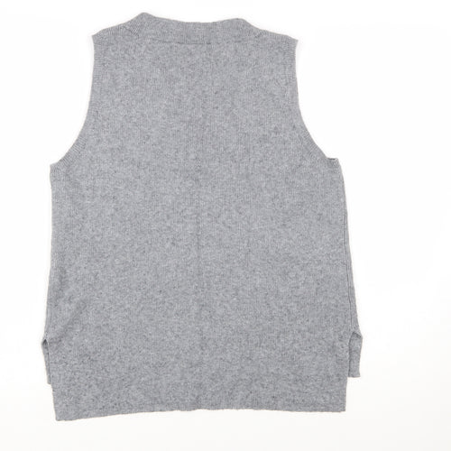 Vila Womens Grey V-Neck Knit Sleeveless Vest Jumper Size L