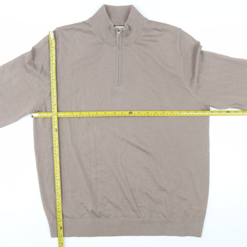 Marks and Spencer Men’s Beige Merino Wool 1/4 Zip Jumper L