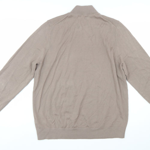Marks and Spencer Men’s Beige Merino Wool 1/4 Zip Jumper L