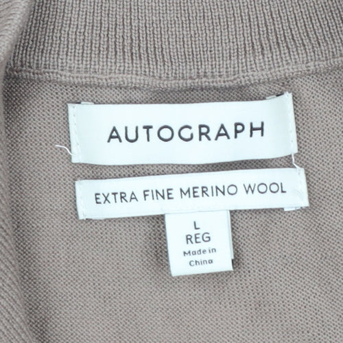 Marks and Spencer Men’s Beige Merino Wool 1/4 Zip Jumper L