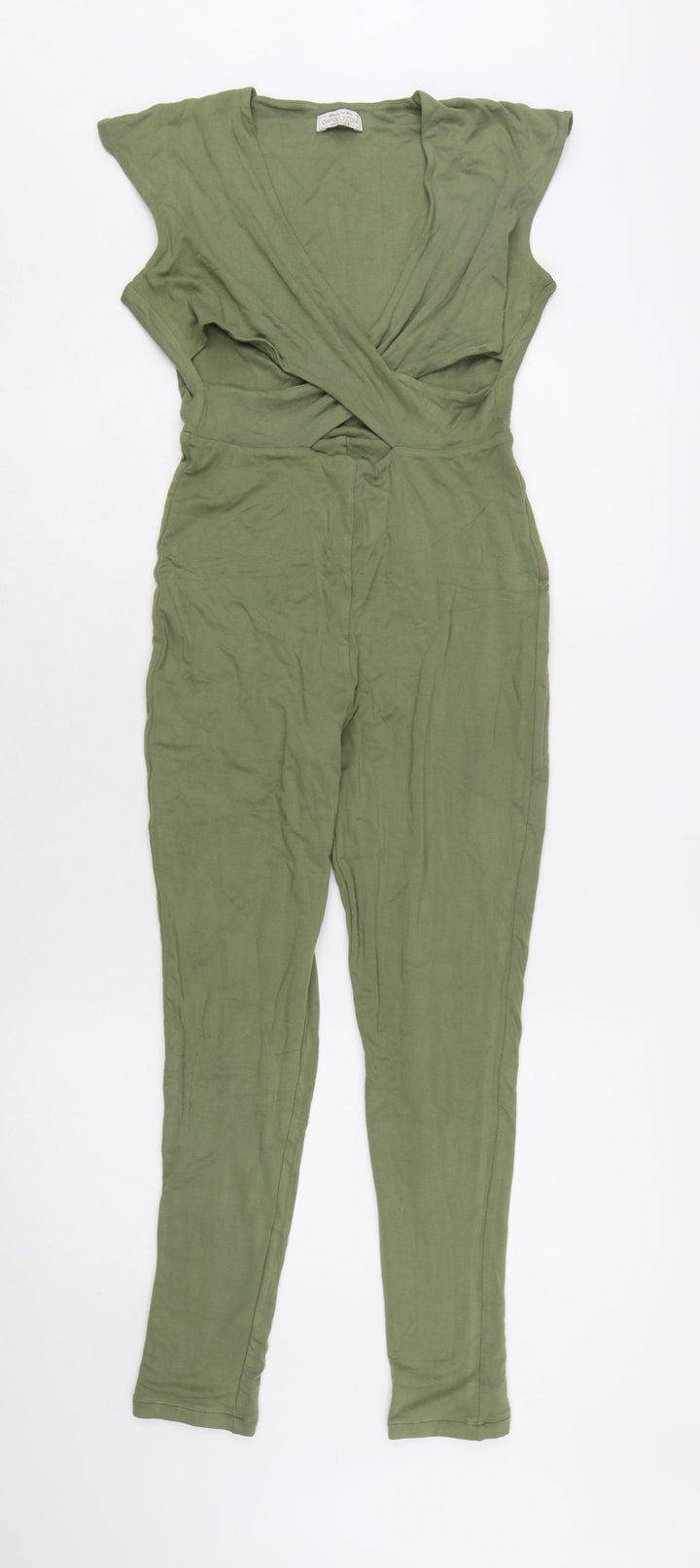 Oh Polly Women’s Green Sleeveless Wrap Slim Jumpsuit Size 12
