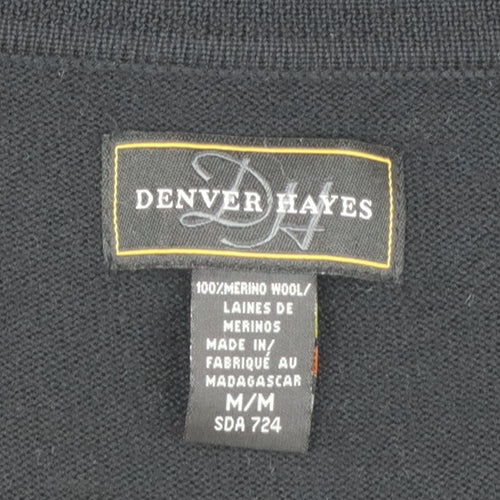 Denver Hayes Men Black Merino Wool Sleeveless Cardigan M