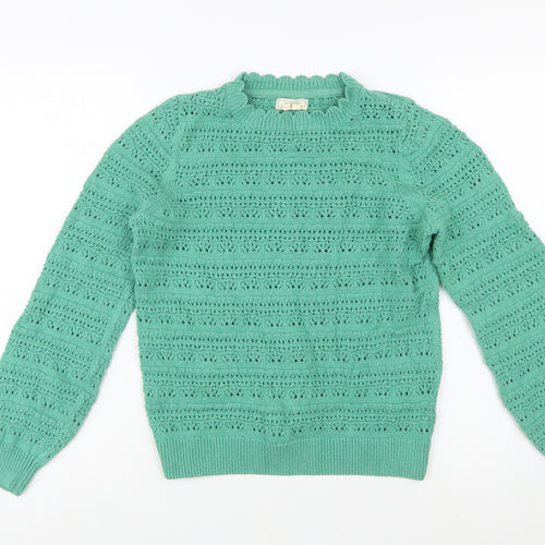 FatFace Womens Green Cotton Knit Crew Neck Jumper UK 10