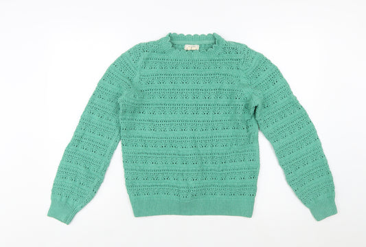 FatFace Womens Green Cotton Knit Crew Neck Jumper UK 10