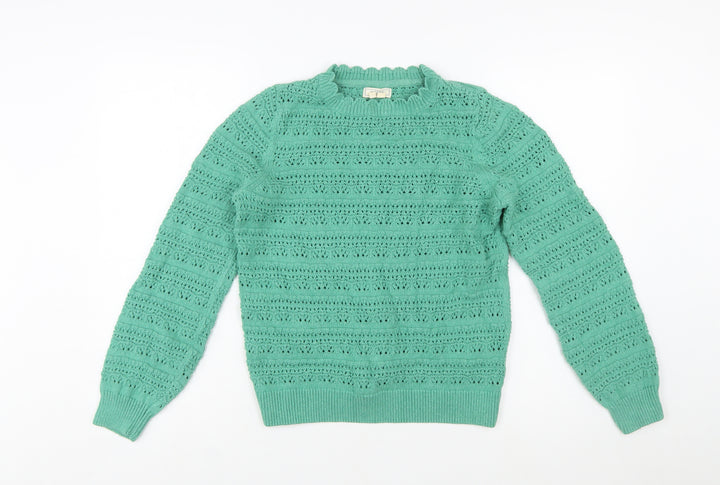 FatFace Womens Green Cotton Knit Crew Neck Jumper UK 10