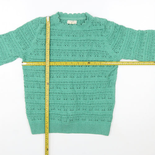 FatFace Womens Green Cotton Knit Crew Neck Jumper UK 10