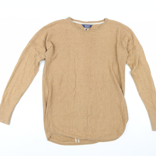 Joules Women’s Beige Crew Neck Cotton Blend Relaxed Jumper Size 10