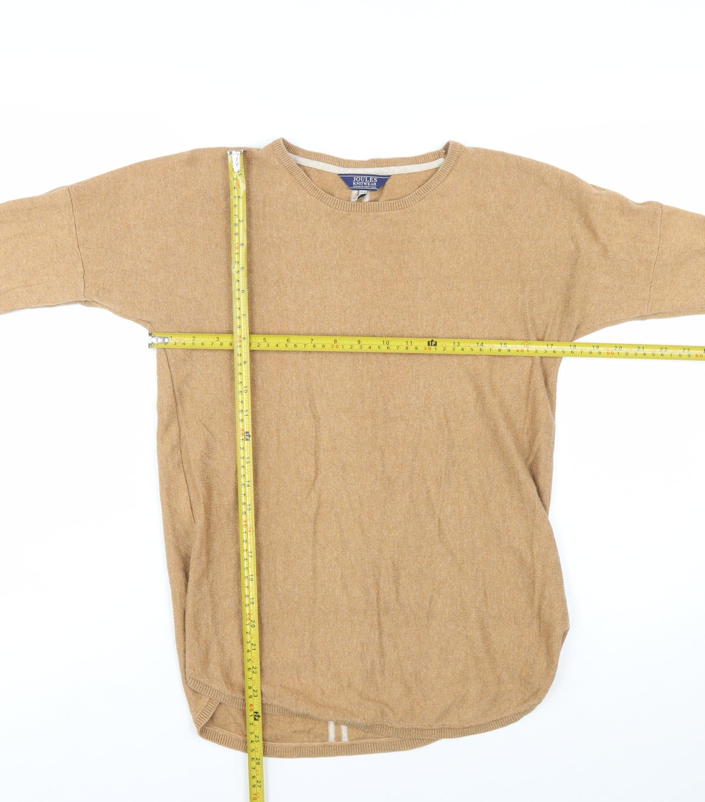 Joules Women’s Beige Crew Neck Cotton Blend Relaxed Jumper Size 10
