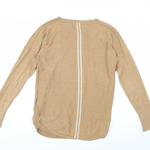 Joules Women’s Beige Crew Neck Cotton Blend Relaxed Jumper Size 10