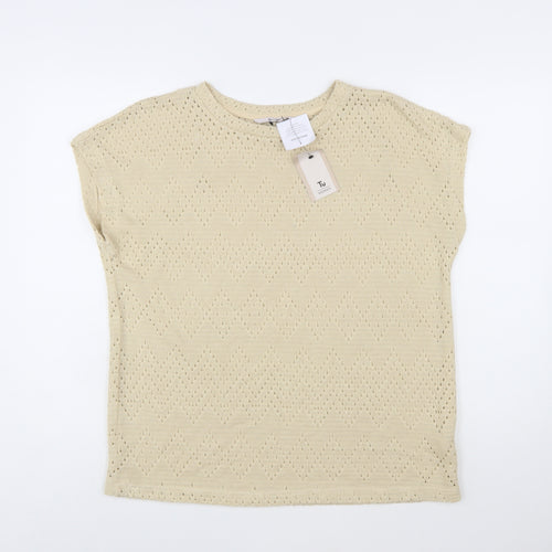 Tu Women Beige Open-Knit Pullover Jumper Size 14