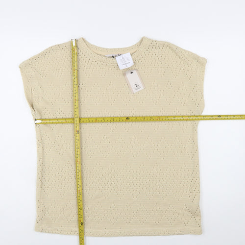 Tu Women Beige Open-Knit Pullover Jumper Size 14