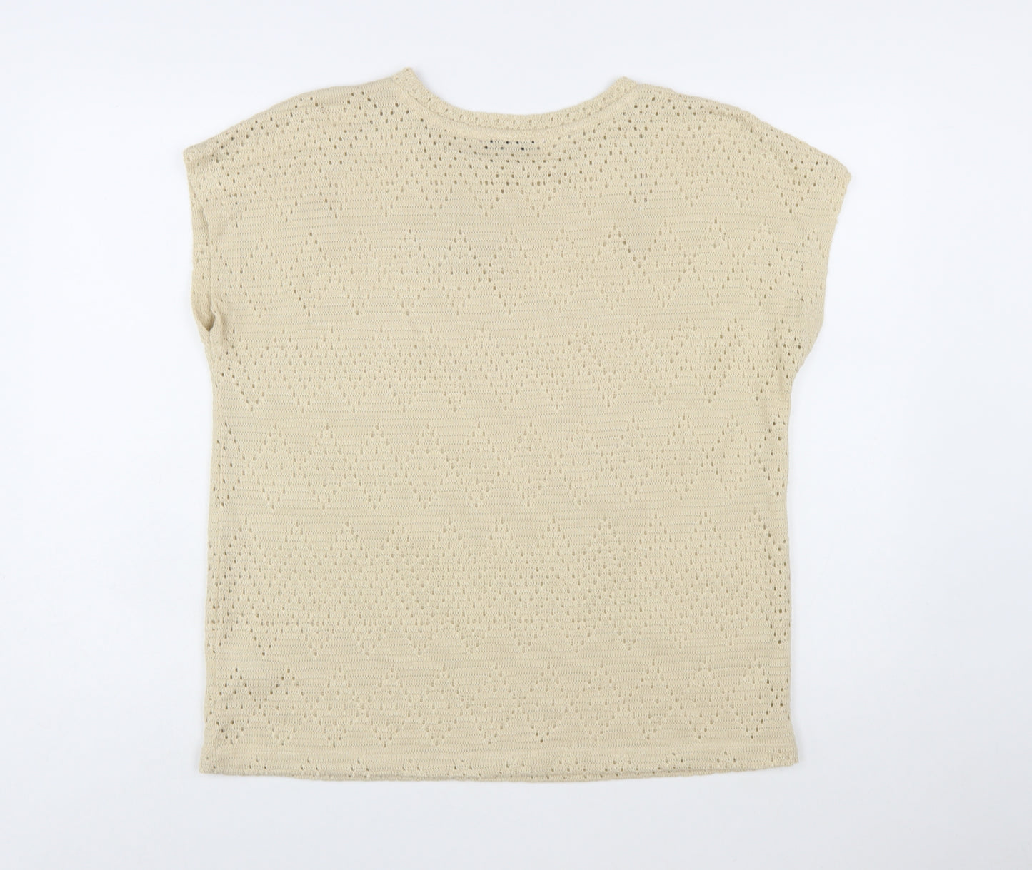 Tu Women Beige Open-Knit Pullover Jumper Size 14