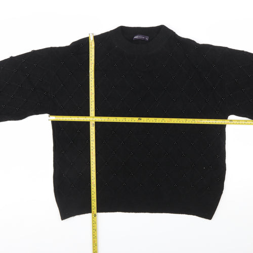 Marks and Spencer Women's Black Beaded Argyle Knit Jumper L