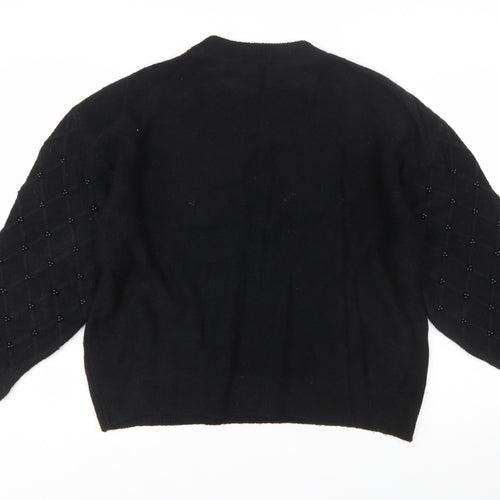Marks and Spencer Women's Black Beaded Argyle Knit Jumper L