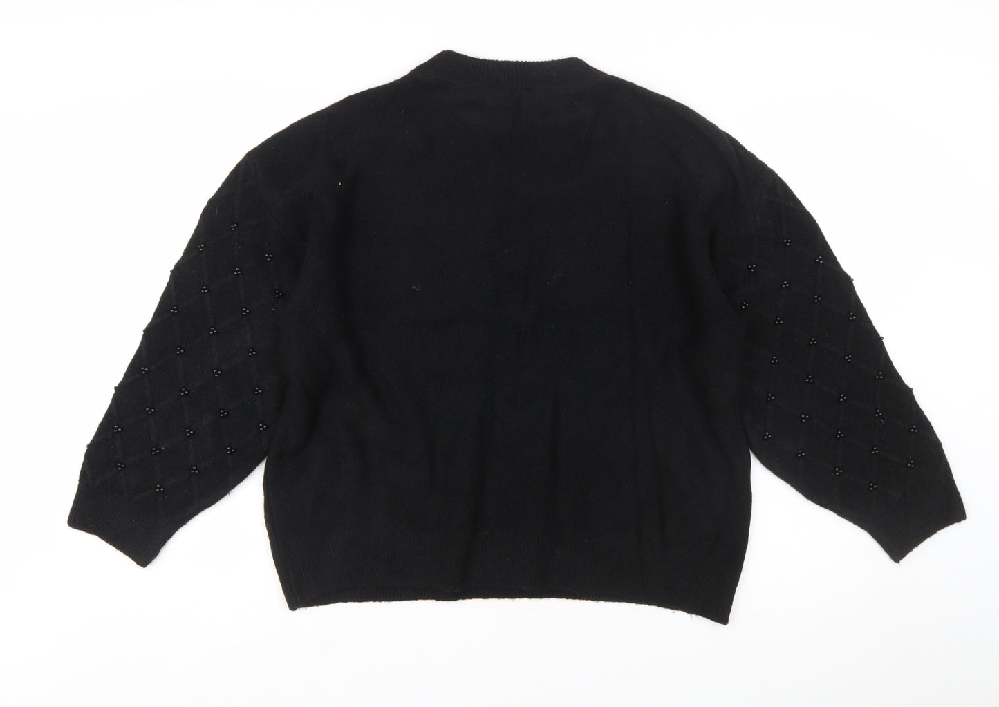 Marks and Spencer Women's Black Beaded Argyle Knit Jumper L