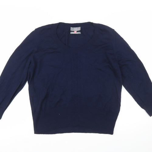 John Lewis Women Blue Merino Wool Round Neck Jumper Size 18