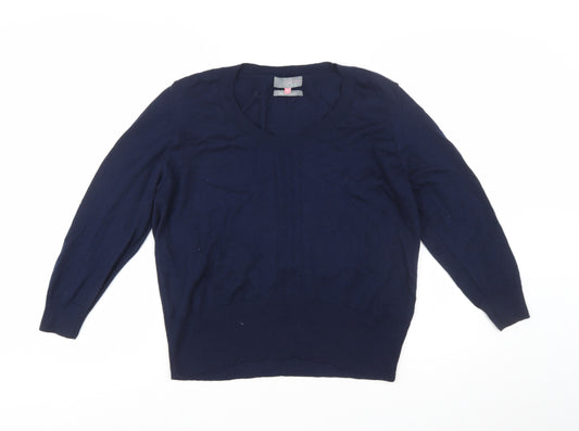 John Lewis Women Blue Merino Wool Round Neck Jumper Size 18