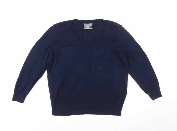 John Lewis Women Blue Merino Wool Round Neck Jumper Size 18
