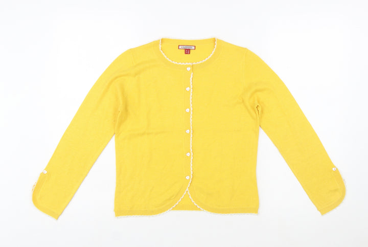 Joe Browns Women's Yellow Cardigan Size 8 Crew Neck Knit Jumper