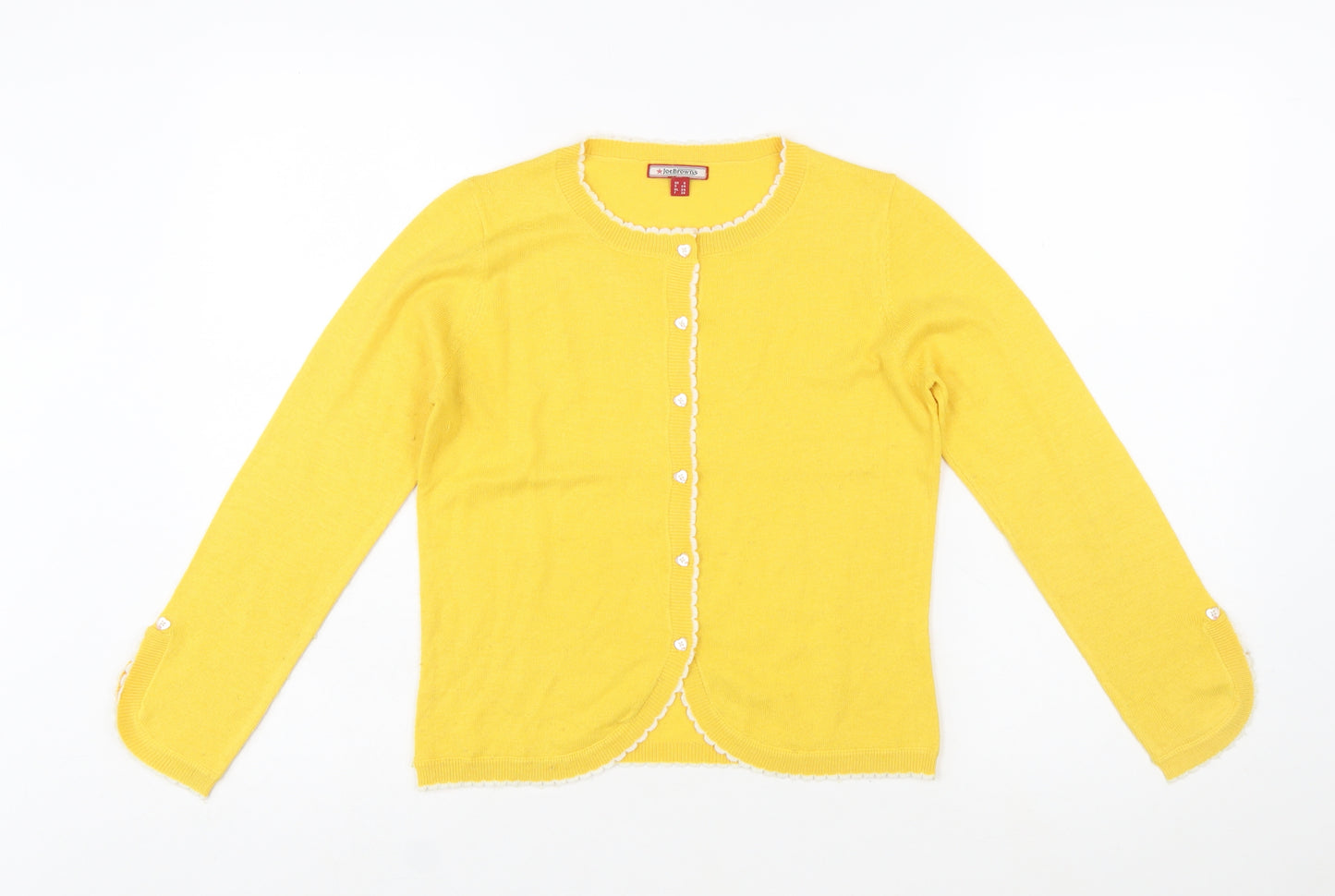 Joe Browns Women's Yellow Cardigan Size 8 Crew Neck Knit Jumper