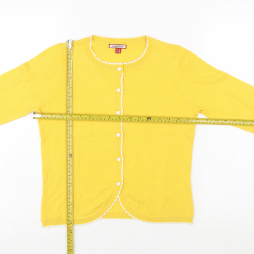 Joe Browns Women's Yellow Cardigan Size 8 Crew Neck Knit Jumper
