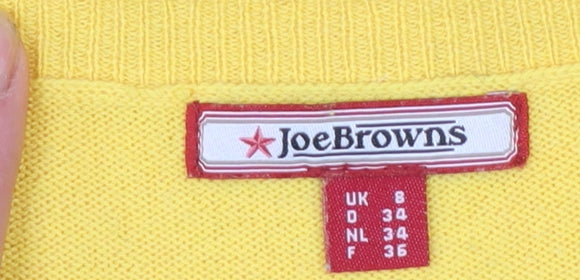 Joe Browns Women's Yellow Cardigan Size 8 Crew Neck Knit Jumper