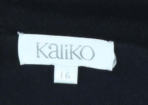 Kaliko Women's Black Beaded Scoop Neck Pullover Jumper Size 16